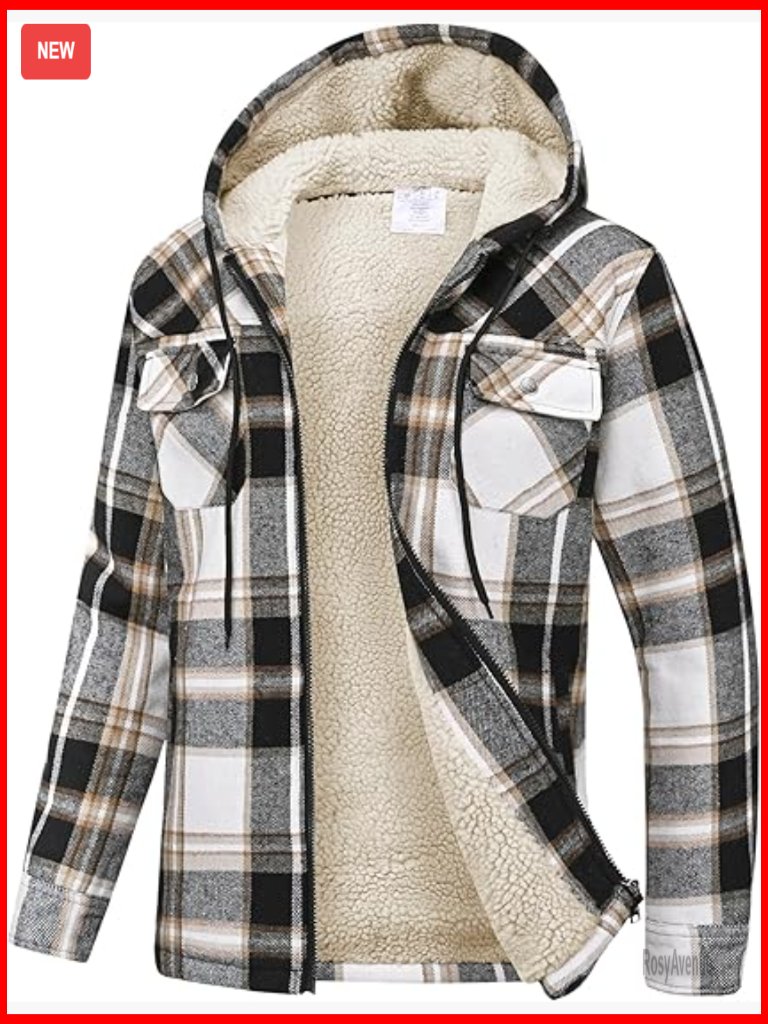 Women's Fleece Zip Up Hoodie Plaid Flannel Warm Winter Sweatshirt With Pocket